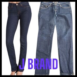 J BRAND Dark Wash The Deal: Skinny Leg Zipper Hem Mid-Rise Jeans (30x29)